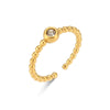 Wholesale Ring Jewelry Stainless Steel Geometric Open Round Bead Zircon Electroplated For Women