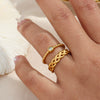 Wholesale Ring Jewelry Stainless Steel Geometric Open Round Bead Zircon Electroplated For Women