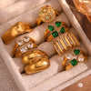 Wholesale Ring Jewelry Stainless Steel 18K Gold Plated Geometric Heart Microembedded Creative Ring For Women