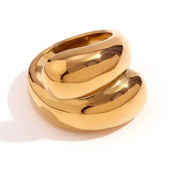Wholesale Ring Jewelry Stainless Steel 18K Gold Plated Geometric Heart Microembedded Creative Ring For Women