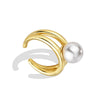 Wholesale Ring Metal Copper Retro Geometric Opening Simulation Pearl Electroplated