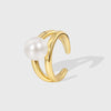 Wholesale Ring Metal Copper Retro Geometric Opening Simulation Pearl Electroplated