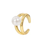 Wholesale Ring Metal Copper Retro Geometric Opening Simulation Pearl Electroplated