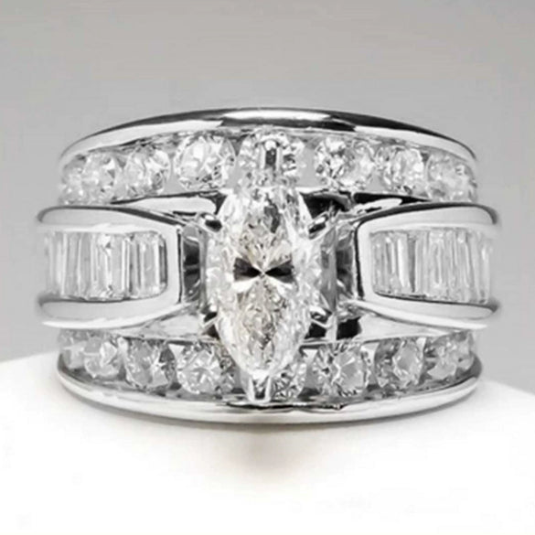 Wholesale Ring Metal Geometric Electroplating Inlaid Zircon Women's Engagement Jewelry