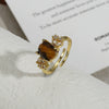 Wholesale Ring Metal Geometric Tiger's Eye Stone Inlay Vintage Court Style