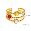 Wholesale Ring Natural Stone Shell Beads Stainless Steel Geometric Light Luxury