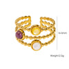 Wholesale Ring Natural Stone Shell Beads Stainless Steel Geometric Light Luxury
