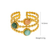 Wholesale Ring Natural Stone Shell Beads Stainless Steel Geometric Light Luxury