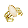 Wholesale Ring Natural Stone Three Layer Open Stainless Steel French Retro Geometric Electroplated