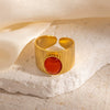 Wholesale Ring Natural Stone Titanium Steel Geometric Style Electroplating Unisex