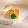 Wholesale Ring Natural Stone Titanium Steel Geometric Style Electroplating Unisex
