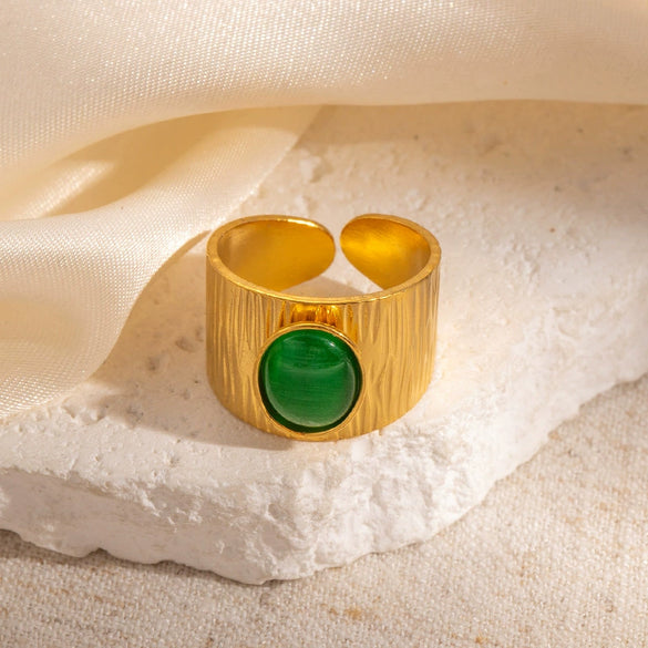 Wholesale Ring Natural Stone Titanium Steel Geometric Style Electroplating Unisex