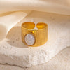 Wholesale Ring Natural Stone Titanium Steel Geometric Style Electroplating Unisex