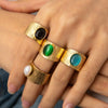 Wholesale Ring Natural Stone Titanium Steel Geometric Style Electroplating Unisex