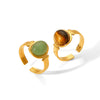 Wholesale Ring Natural Tiger Eye Stainless Steel Geometric Open Ring Electroplating For Women