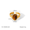 Wholesale Ring Natural Tiger Eye Stainless Steel Geometric Open Ring Electroplating For Women