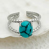 Wholesale Ring Natural Turquoise Stainless Steel Geometric Electroplated Fashion Allmatch Open