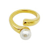 Wholesale Ring Pearl Doubleheaded Stainless Steel Goldplated French Classical Art Style