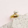 Wholesale Ring Pearl Doubleheaded Stainless Steel Goldplated French Classical Art Style