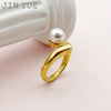 Wholesale Ring Pearl Doubleheaded Stainless Steel Goldplated French Classical Art Style