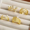Wholesale Ring Pearl Flower Double Layer Copper 18K Gold Plated Geometric Minimalist Style