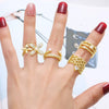 Wholesale Ring Pearl Flower Double Layer Copper 18K Gold Plated Geometric Minimalist Style