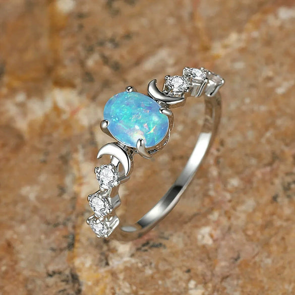 Wholesale Ring Retro Oval Copper Geometric Style Inlaid Zircon For Women