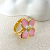 Wholesale Ring Retro Palace Style Dripping Peach Pink Flower Stainless Steel Electroplating For Women