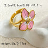 Wholesale Ring Retro Palace Style Dripping Peach Pink Flower Stainless Steel Electroplating For Women