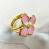 Wholesale Ring Retro Palace Style Dripping Peach Pink Flower Stainless Steel Electroplating For Women