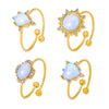 Wholesale Ring Rhinestone Stainless Steel Geometric 18K Gold Plated Simple Style Female