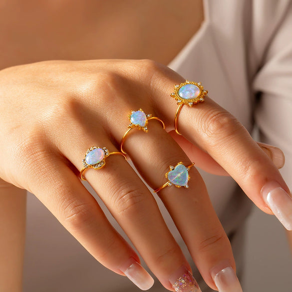 Wholesale Ring Rhinestone Stainless Steel Geometric 18K Gold Plated Simple Style Female