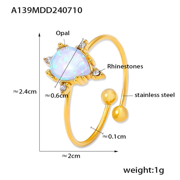 Wholesale Ring Rhinestone Stainless Steel Geometric 18K Gold Plated Simple Style Female