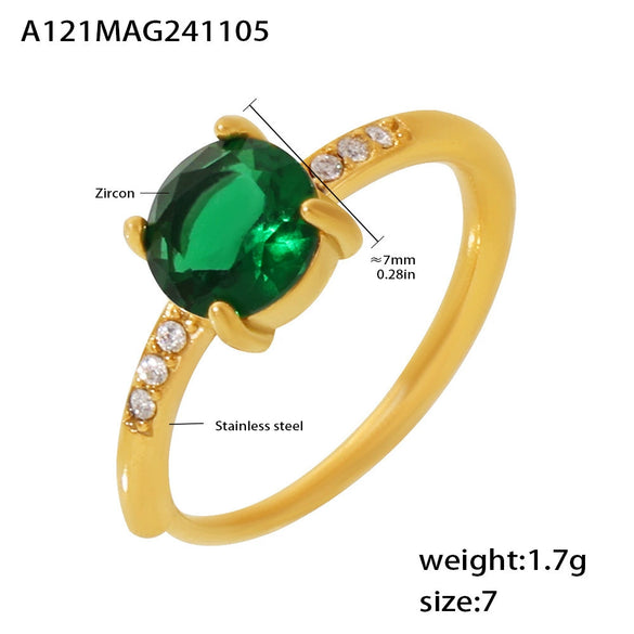 Wholesale Ring Rose Zircon Stainless Steel Geometric Light Luxury Style Pvd Plated