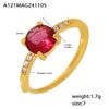 Wholesale Ring Rose Zircon Stainless Steel Geometric Light Luxury Style Pvd Plated