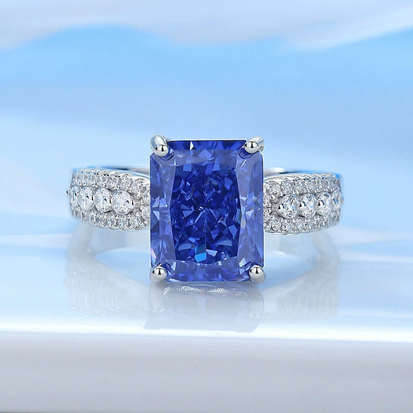 Wholesale Ring S925 Silver Geometric Light Luxury Style Set With Diamonds Ice Flower Cut