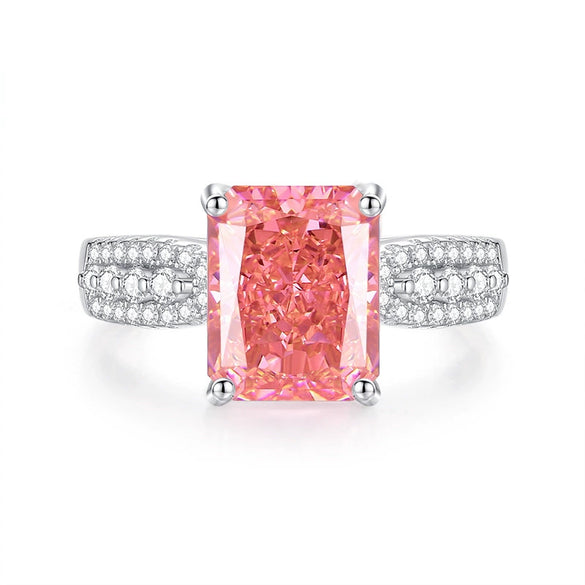 Wholesale Ring S925 Silver Geometric Light Luxury Style Set With Diamonds Ice Flower Cut