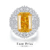 Wholesale Ring S925 Silver Luxury Yellow Diamond Rectangular Full Diamond High Carbon Diamond Zircon Raideon Cutting Women's Geometric Style