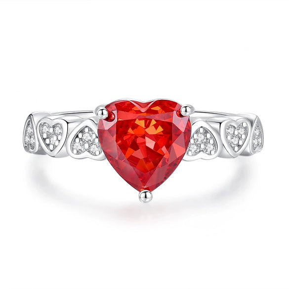 Wholesale Ring S925 Silver Retro Vintage Style Heart Shape High Carbon Diamond Ice Flower Cut Women's