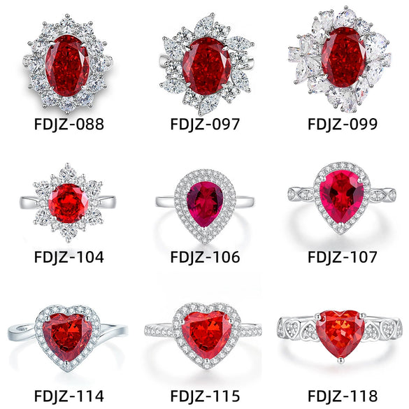 Wholesale Ring S925 Silver Retro Vintage Style Heart Shape High Carbon Diamond Ice Flower Cut Women's