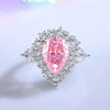 Wholesale Ring S925 Silver Water Drop Shape Aquamarine Simulation Diamond
