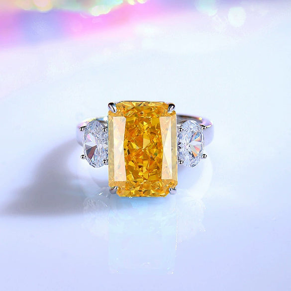 Wholesale Ring S925 Sterling Silver Aquamarine High Carbon Diamond Geometric Style