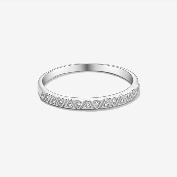 Wholesale Ring S925 Sterling Silver Geometric Design Zircon Electroplated Platinum 18K Gold