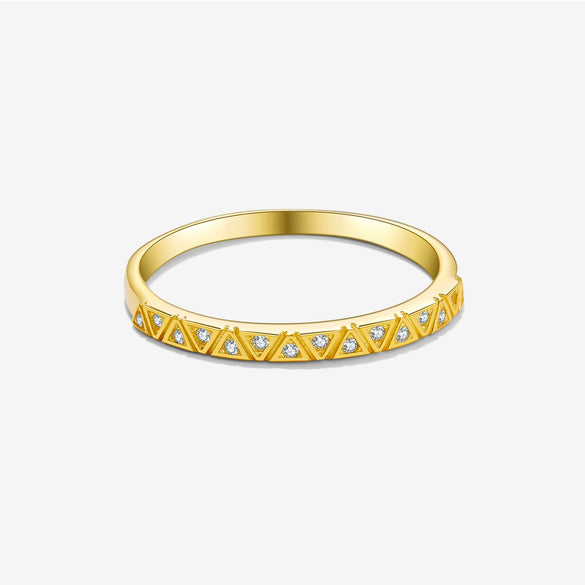 Wholesale Ring S925 Sterling Silver Geometric Design Zircon Electroplated Platinum 18K Gold