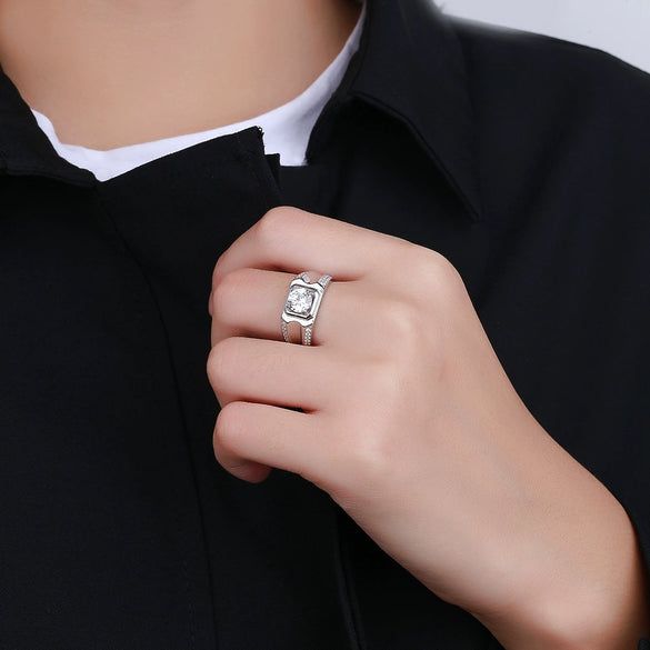 Wholesale Ring S925 Sterling Silver Geometric Electroplating Men's