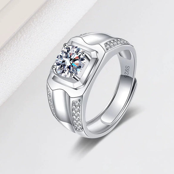 Wholesale Ring S925 Sterling Silver Geometric Electroplating Men's