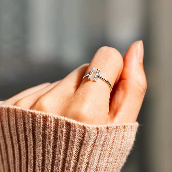 Wholesale Ring S925 Sterling Silver Geometric Inlaid Zircon Electroplated Women's