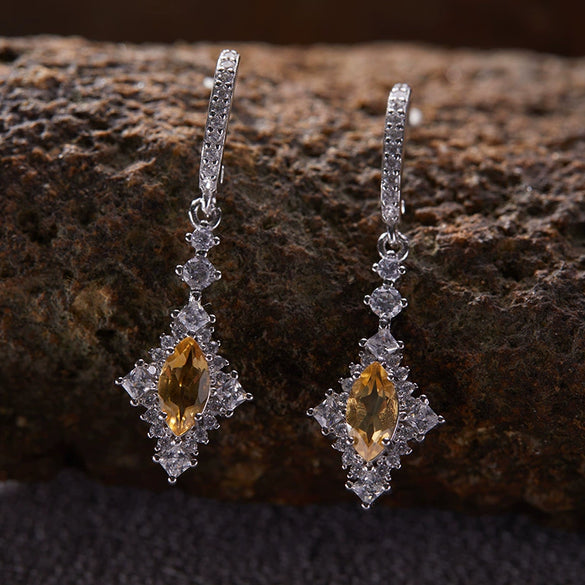 Wholesale Ring S925 Sterling Silver Geometric Natural Color Diamond Set With Gems Light Luxury Jewelry