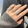 Wholesale Ring S925 Sterling Silver Geometric Natural Color Diamond Set With Gems Light Luxury Jewelry