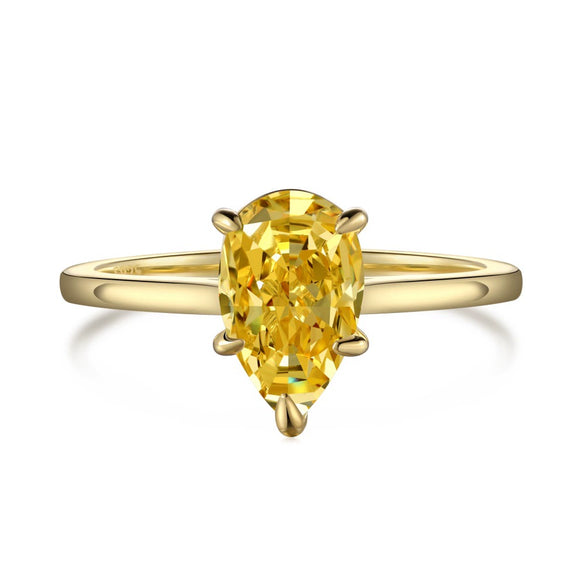 Wholesale Ring S925 Sterling Silver Geometric Pear Shaped Zircon Inlaid Electroplated For Women